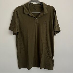 Volcom Olive Green Short Sleeve Polo Shirt-Men’s Size Medium